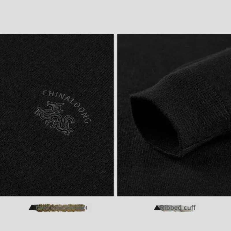 HLA Full Sheep Wool Embroidered Print Comfortable Long Sleeved Knitwear Men's-6