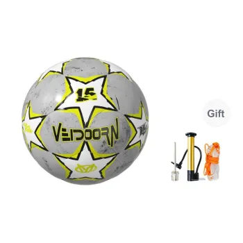 VEIDOORN Size 5 Soccer PVC Machine Stitched Soccer Ball Unisex White Yellow