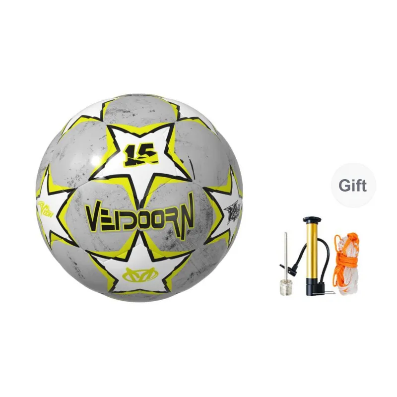VEIDOORN Size 5 Soccer PVC Machine Stitched Soccer Ball Unisex White Yellow-0