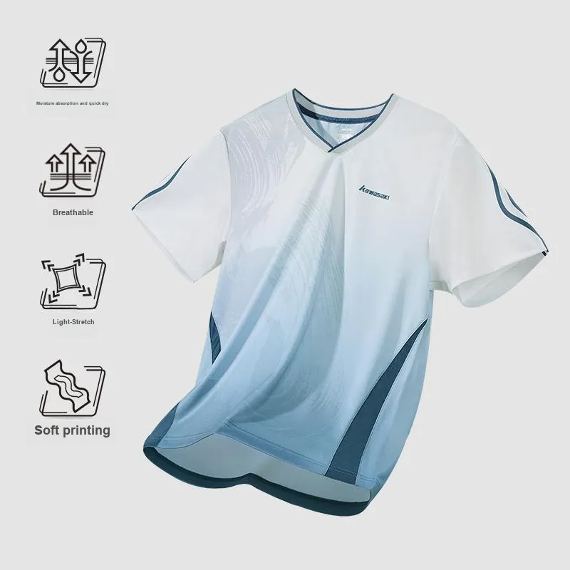 Kawasaki Contest Series Badminton Jersey Men's Jade Blue-2