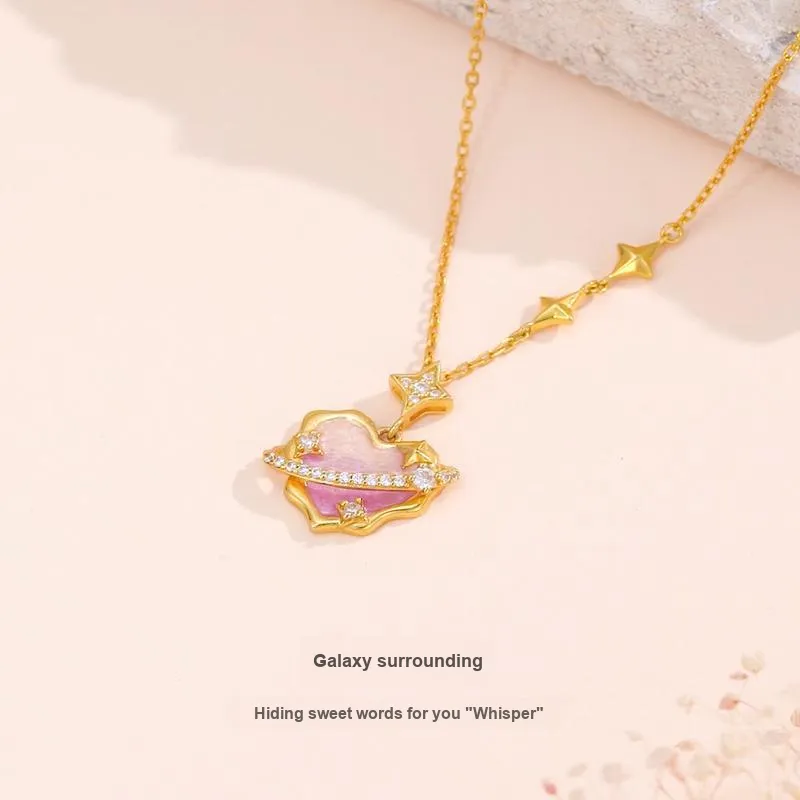 WINY 925 Sterling Silver Necklaces Women's Pink-3