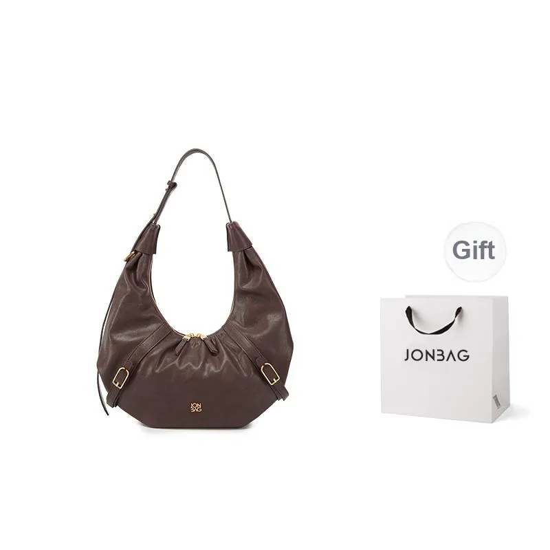 JONBAG Synthetic Leather Shoulder Bag Couple Tubas Women's Black/Cocoa Brown-0