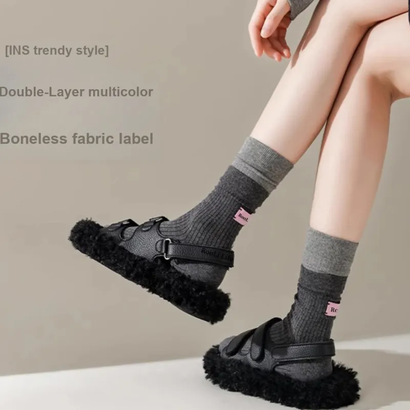 MADALLO Knee High Socks Women's 3 Pack Mixed Color-3