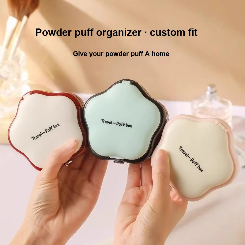 ZHENZI Cream Style Powder Puff Storage Box Refillable Makeup Mirror-2