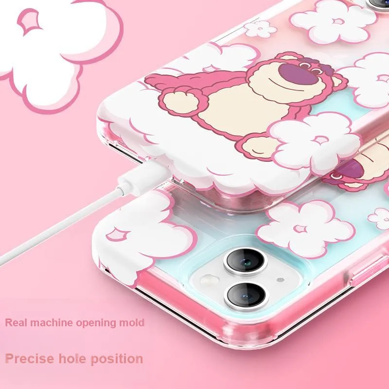Disney Silicone Material Rainbow Strawberry Bear Phone Cases Available For Iphone15 Girlish-8