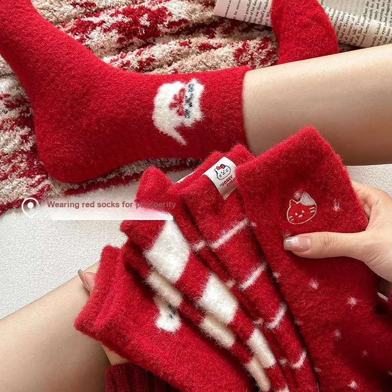 Montagut Mid Calf Socks Women's 4 Pack Red-4