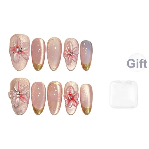 Song Biography Мягкий Весна Цветочный Осветляющий Нежно-розовый Элегантность False Nail Средний LADDER 20 мм