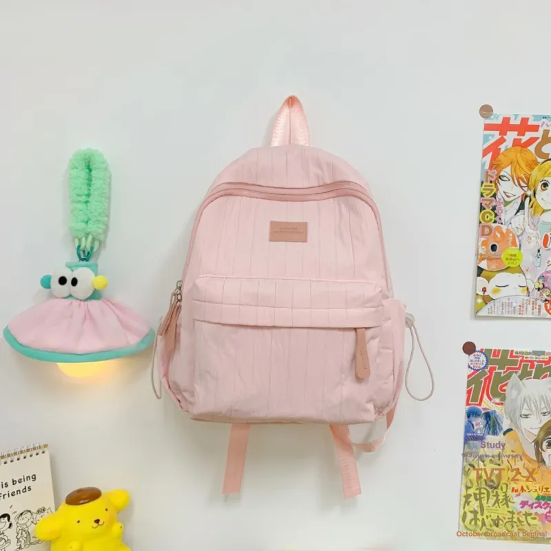 BRABOSTON Composite Cloth Backpack Regular Unisex Ecru/Khaki/Pink/Yellow-7