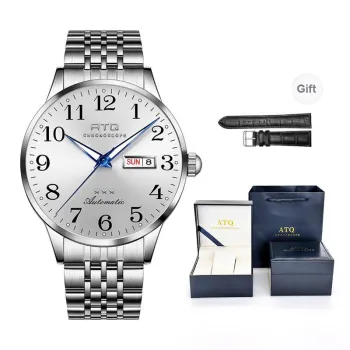 ATQ Elegant Series Automatic Mechanical Movement Stainless Steel Watchband Watch Men's Watches Silver Dial