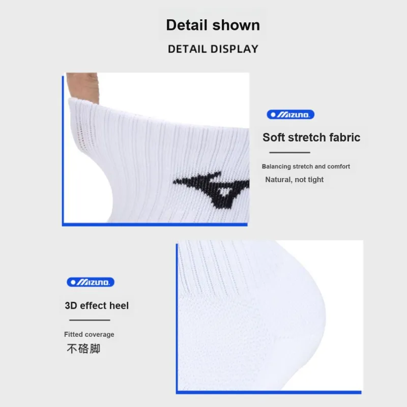 Mizuno Mid Calf Socks Unisex 3 Pack White-3