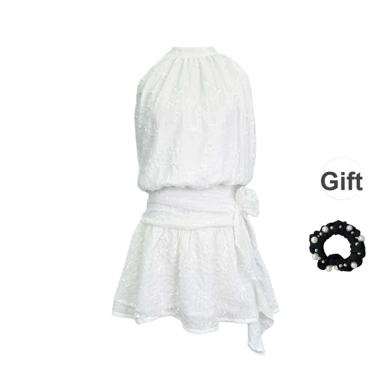 JSUHH Sleeveless Dresses Women's White+Hair Tie Comes With-1
