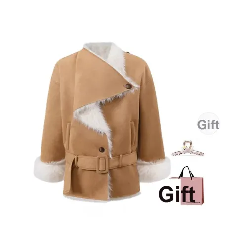 BAIDAIFEI Хаки Включает ремень с подарками заколка-краб + эксклюзивная сумка для покупок женское пальто