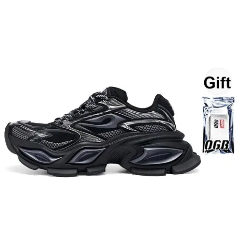 OGR Cushioning, Breathable, Lightweight, Height Increasing Low Top Chunky Sneakers Unisex Black OG Black