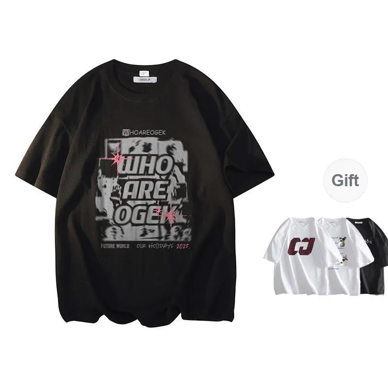 OGEK T Shirt Unisex White Comes With Random Print Top-2