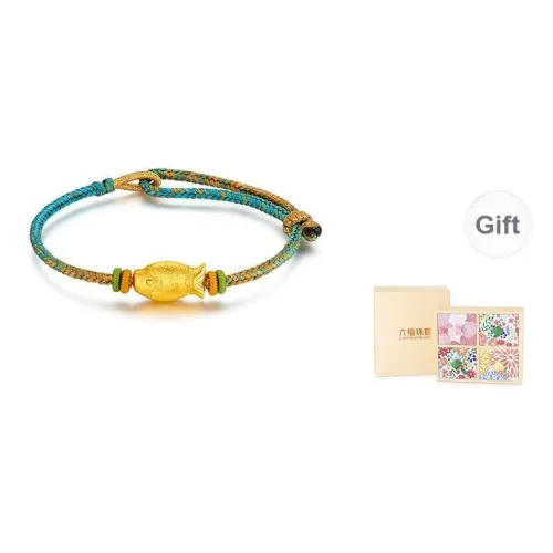LUKFOOK JEWELLERY Auspicious Fortune Koi Fish Bead Bracelet Good Luck Solid Gold Priced In Gram Gold Bracelet Women's