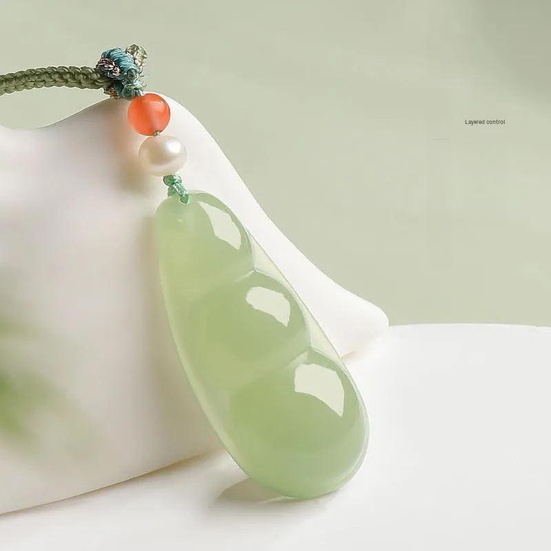 YINXIANGMOU Hetian Jade Necklaces Pale Greenish White Jade Unisex-5