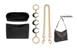 (Coach Nomad Hobo Bag) Black DuPont paper + Straight gold black moon + Dog buckle decorative chain 45cm