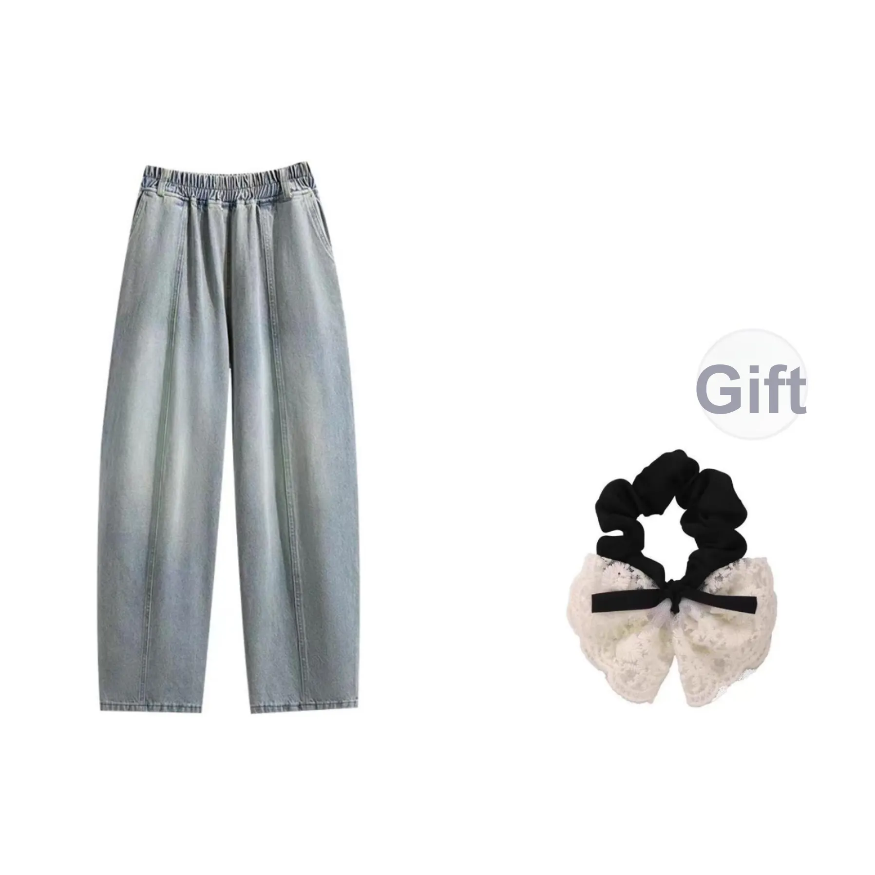 SYEEE WITH U Ностальгический Светло-Синий Включает Резинку для волос Женские Джинсы