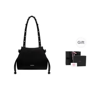 Muuluu Mercerized Satin Flying Star Handbag Shoulder Bag Small Size Women's Black