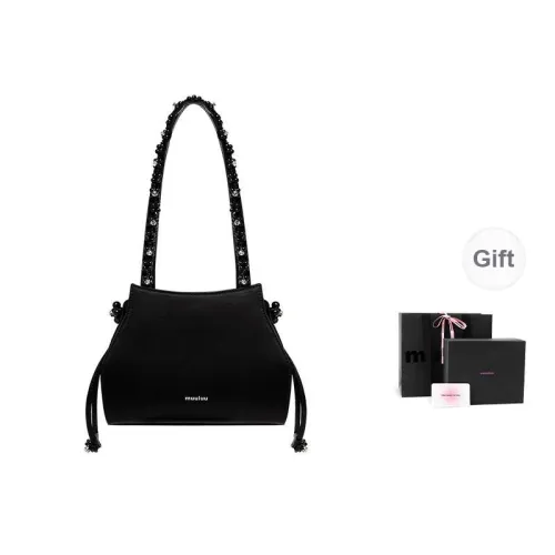 Muuluu Mercerized Satin Flying Star Handbag Shoulder Bag Small Size Women's Black