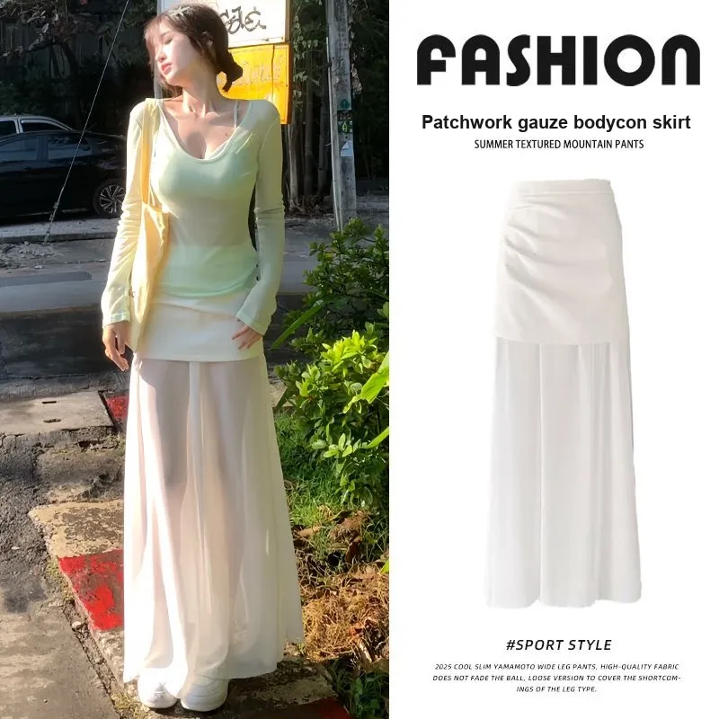 GOSO Casual Long Skirts Women's White-1