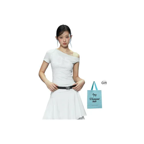 WEEKEND HUB T-рубашка Ambient Korean Style Versatile Асимметричный топ Женская