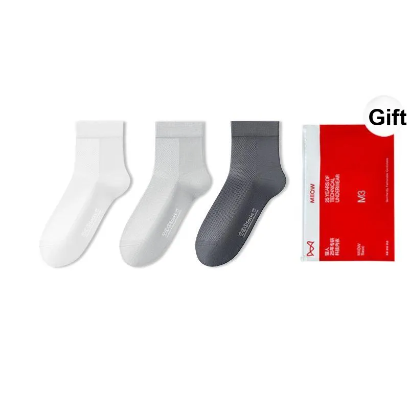 MIIOW Mid Calf Socks Unisex Gift Ribbon 3 Pack-5