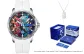 Blue Whale Box-Silver Case Colorful Dial White Strap