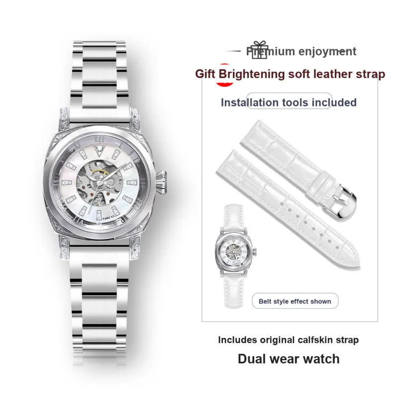 ORCO Mechanical Movement Watch Women's Watch Mother-of-Pearl Color Watch Dial-6