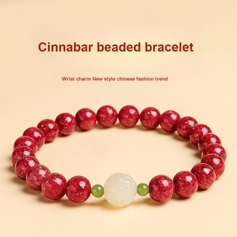 With The Heart Of The Jade Reconstructed Cinnabar Bracelets Women's-8