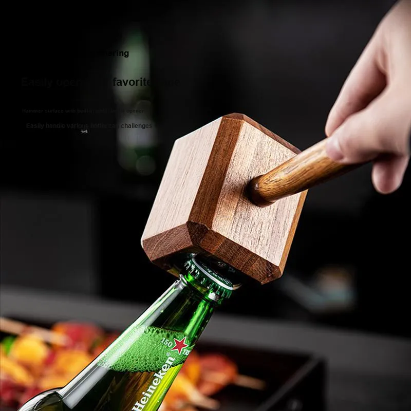 Pu Ware Thor Hammer, Walnut Wood Bottle Opener, Creative Premium Individual Beer Opener-6