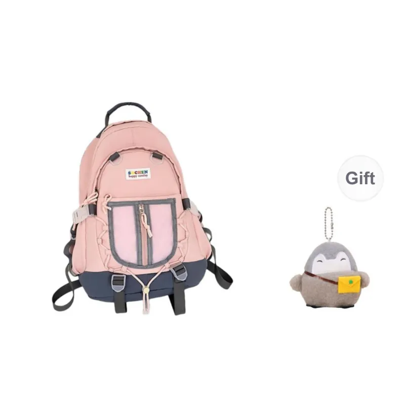 URBAN FOREST Nylon Backpack Unisex Light Yellow/Blue/Black/Pink-18