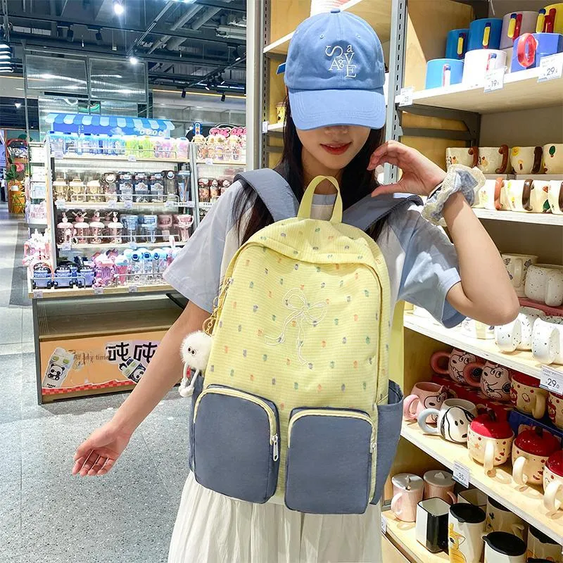 Yalu Nylon Backpack Unisex Yellow/Blue-5
