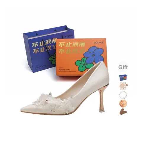 WOXXXN Узкий каблук Высокие каблуки Женские Белые [Подарочный набор в коробке]