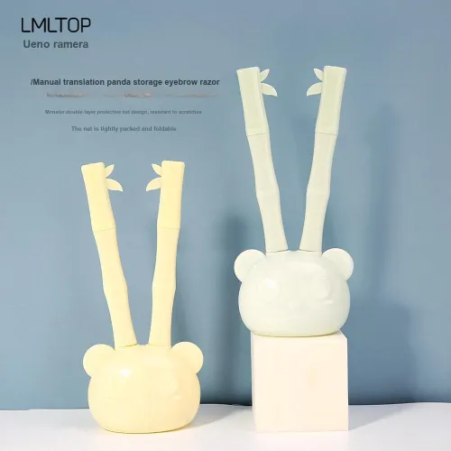LMLTOP Micro-Grid Eyebrow Razor 2-Pack With Protective Grid Panda Storage Box And Shaver Eyebrow Tools
