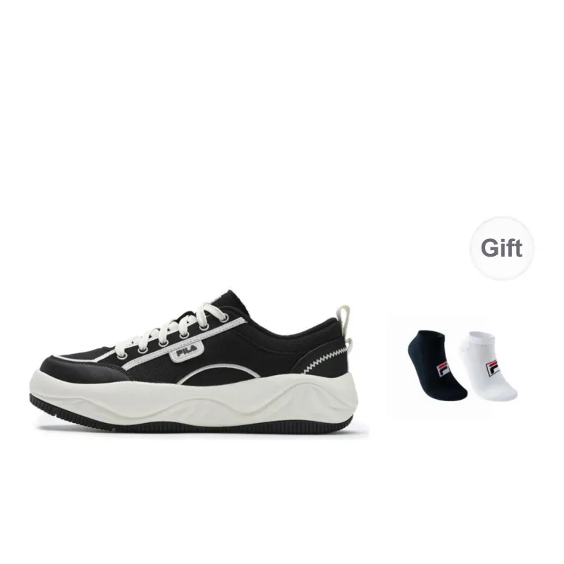 FILA COOKIES Abrasion Resistant, Breathable, Lightweight Coverage Low Top Canvas Shoes Men's Black White-5
