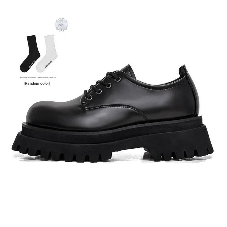 HANQIAORIJI Black Blood Series Casual Leather Shoes Unisex Black