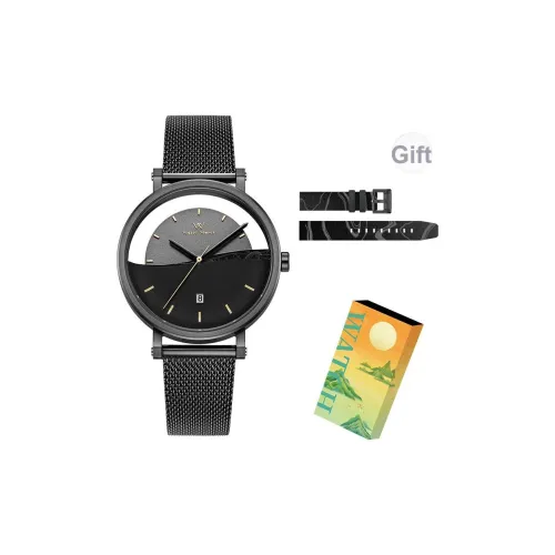 Welly Merck Кварцевый механизм Мужские часы Запястье Часы 40 Черный циферблат Корпус из нержавеющей стали Ремешок из нержавеющей стали