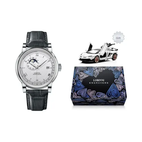 LOBINNI L Мужские наручные часы Автоматический механический механизм Ремешок из нержавеющей стали Часы Мужские часы Белый циферблат