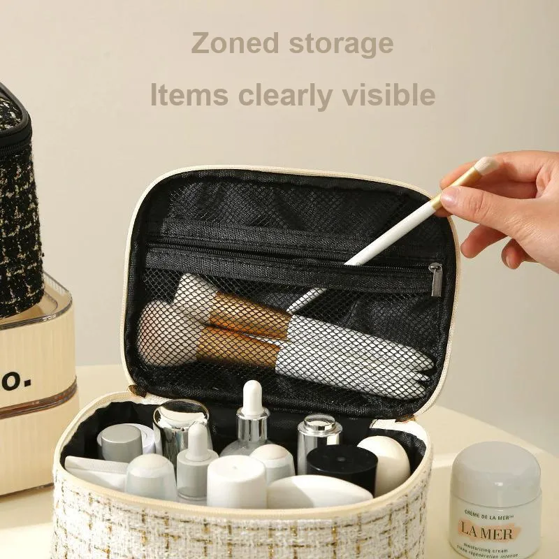 Suiyiie Ins Makeup Bag Portable Travel Chanel Inspired Makeup Bag Cosmetics Large Capacity Storage Bag-4