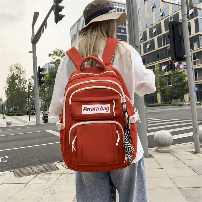 WICKBUEN Oxford Backpack Regular Unisex Orange Red/White/Black-10