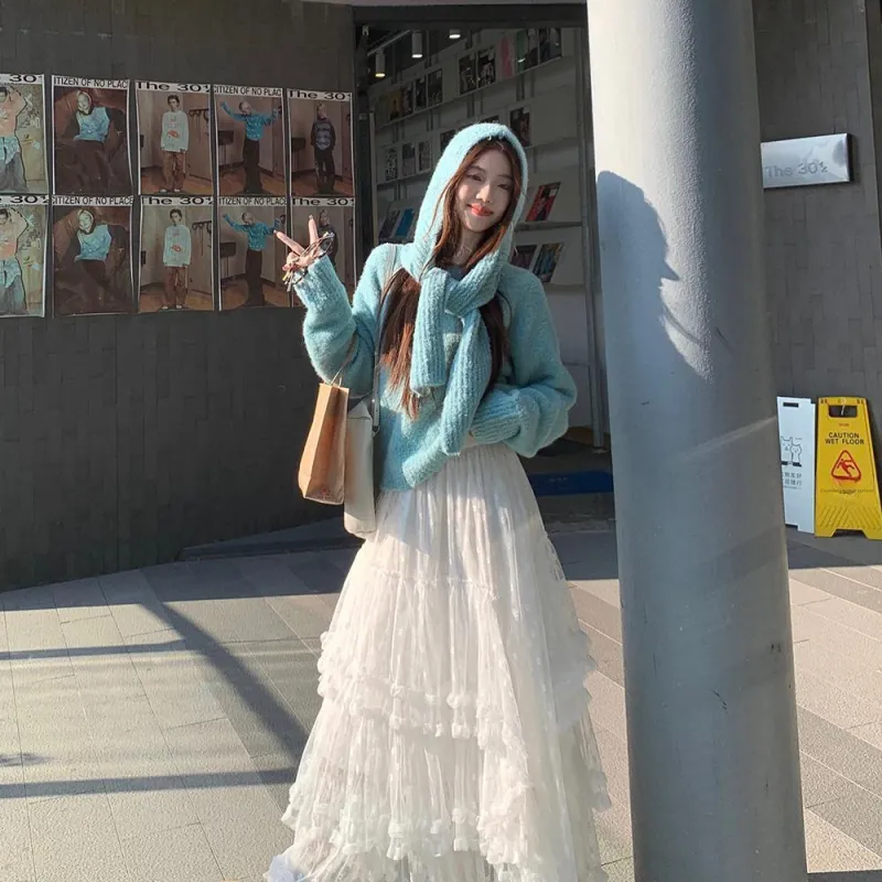 YGPRW Casual Long Skirts Women's White-6