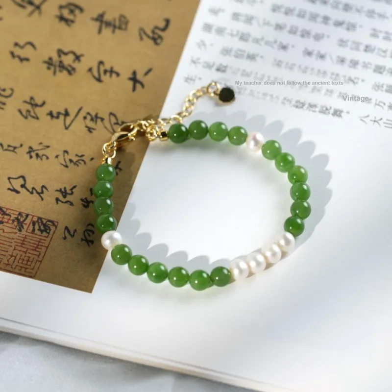 Clear Snow Hetian Jade Bracelets Jasper Unisex-5