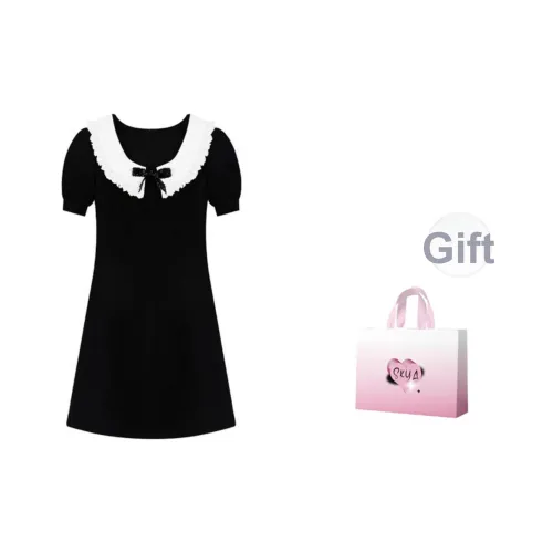 SKYA Короткий рукав Платье Женское Черное