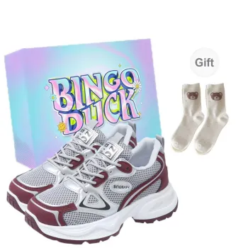 BINGO DUCK Slip Resistant, Height Increasing, And Breathable Low Top Chunky Sneakers Women's