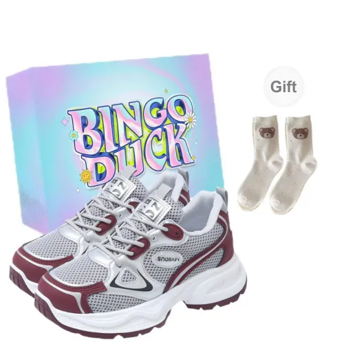 BINGO DUCK Slip Resistant, Height Increasing, And Breathable Low Top Chunky Sneakers Women's