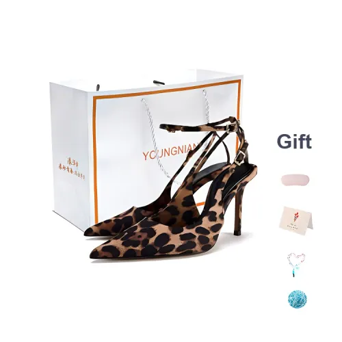 Yang Nianhua Slim Heel High Heels 8cm Women's Leopard Print