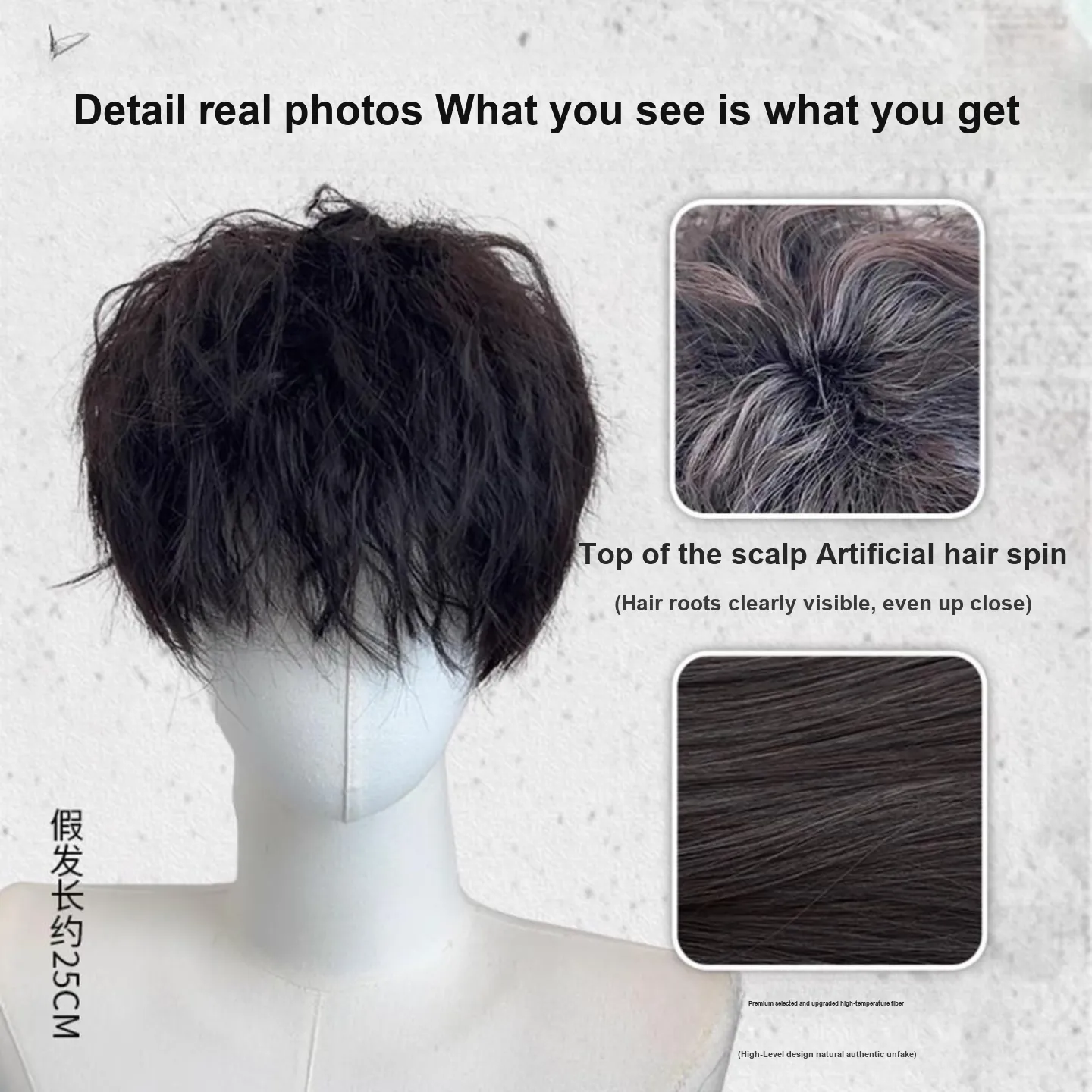 FYOSEE Effortless Rolls with Leslie Rolls Мужская парик Короткая стрижка Handsome Full Голова Комплект