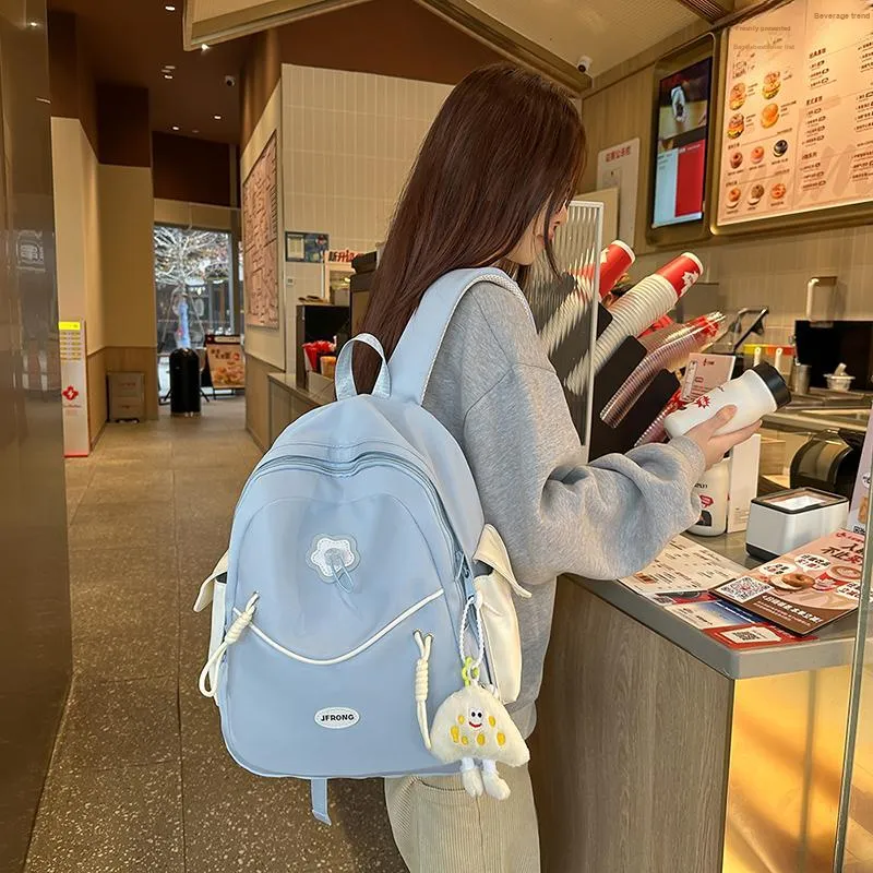 URBAN FOREST Nylon Backpack Unisex White/Black/Light Yellow/Sky Blue/Pink-17