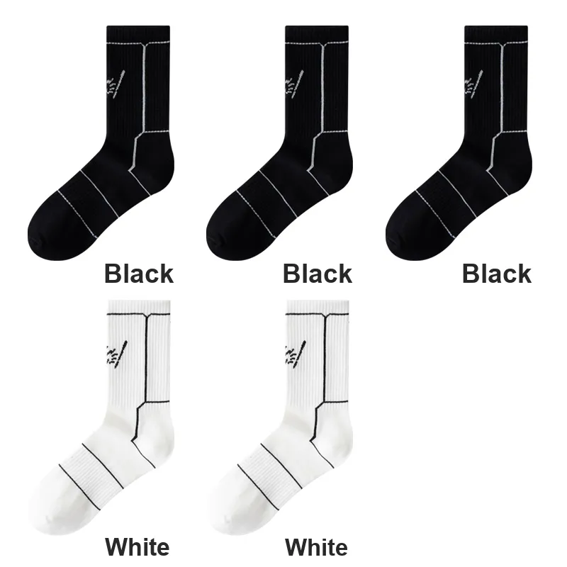 H YXIANG Mid Calf Socks Unisex 5 Pack-17